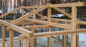 Приступили к сборке каркаса Фахверк Бани 6х9м